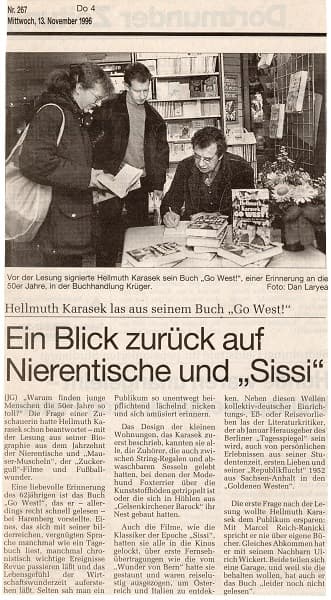 Hellmuth Karasek - Zeitungsbericht (13.11.1996) (1)
