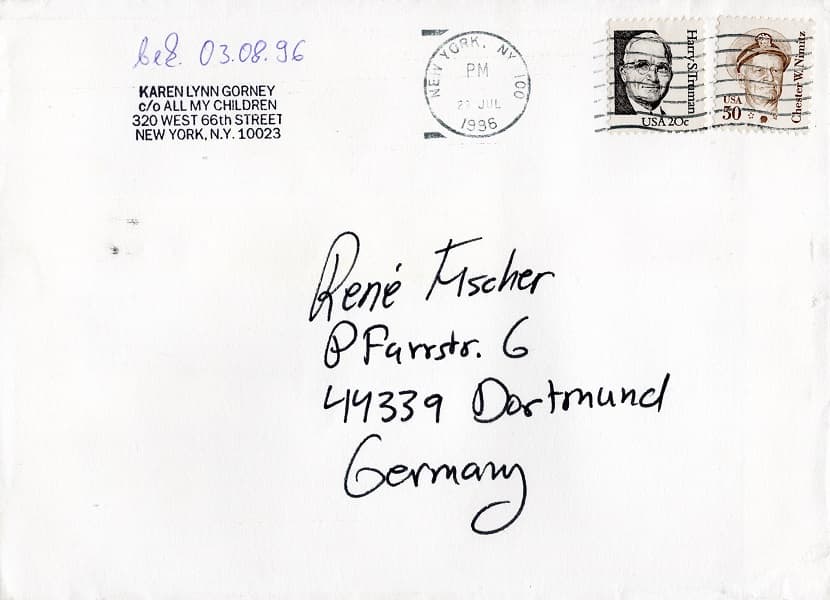 Karen Lynn Gorney - Briefumschlag (1)