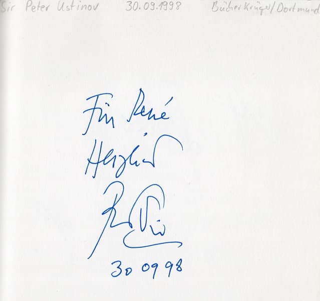 Sir Peter Ustinov (30.09.1998) 2 - Autogramm im Buch (1)