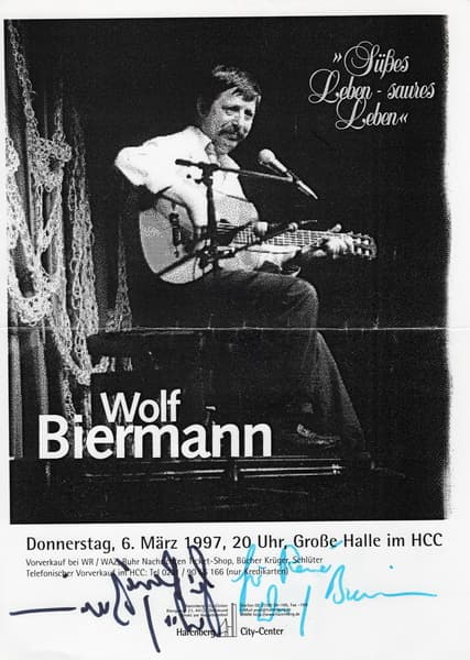 Wolf Biermann (06.03.1997 - mW Für René zwei Unterschriften, davon eine in Spiegelschrift) (1)