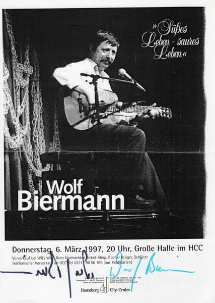 Wolf Biermann (06.03.1997 - zwei Unterschriften, davon eine in Spiegelschrift) (1)